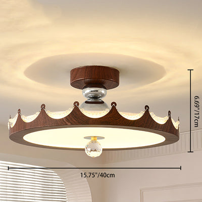 Traditionelle französische Eisen-Faux-Holzmaserung-Acryl-Kronenleuchte LED-Halbeinbau-Deckenleuchte für Wohnzimmer 