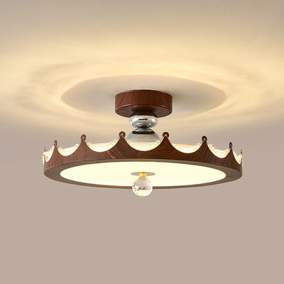 Traditionelle französische Eisen-Faux-Holzmaserung-Acryl-Kronenleuchte LED-Halbeinbau-Deckenleuchte für Wohnzimmer 