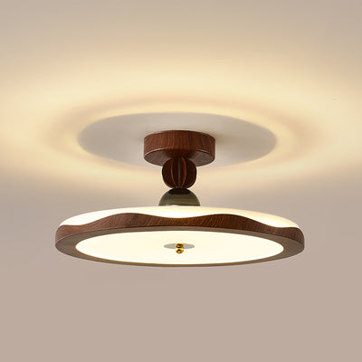 Traditionelle französische Eisen-Faux-Holzmaserung-Acryl-Kronenleuchte LED-Halbeinbau-Deckenleuchte für Wohnzimmer 
