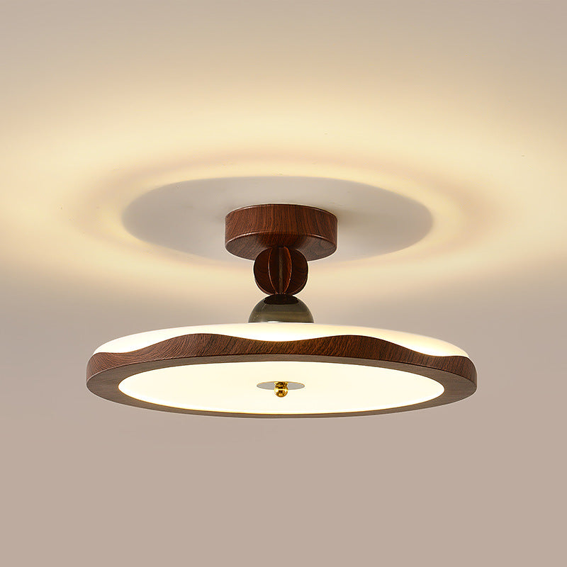 Traditionelle französische Eisen-Faux-Holzmaserung-Acryl-Kronenleuchte LED-Halbeinbau-Deckenleuchte für Wohnzimmer 