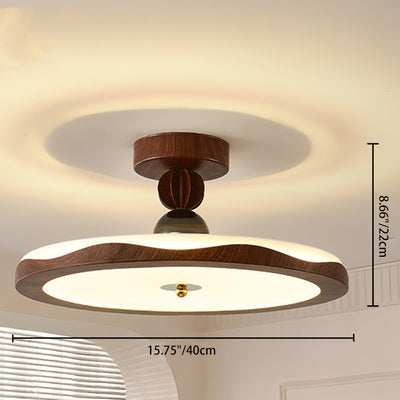 Traditionelle französische Eisen-Faux-Holzmaserung-Acryl-Kronenleuchte LED-Halbeinbau-Deckenleuchte für Wohnzimmer 