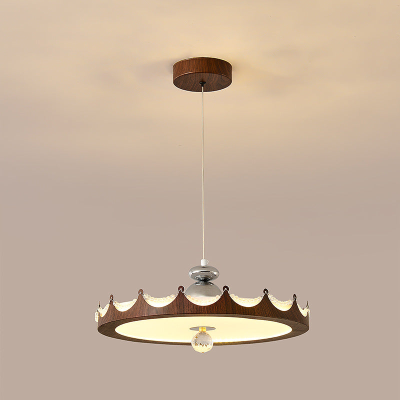 Traditionelle französische Eisen-Faux-Holzmaserung-Acryl-Kronenleuchte LED Pendelleuchte für Wohnzimmer 