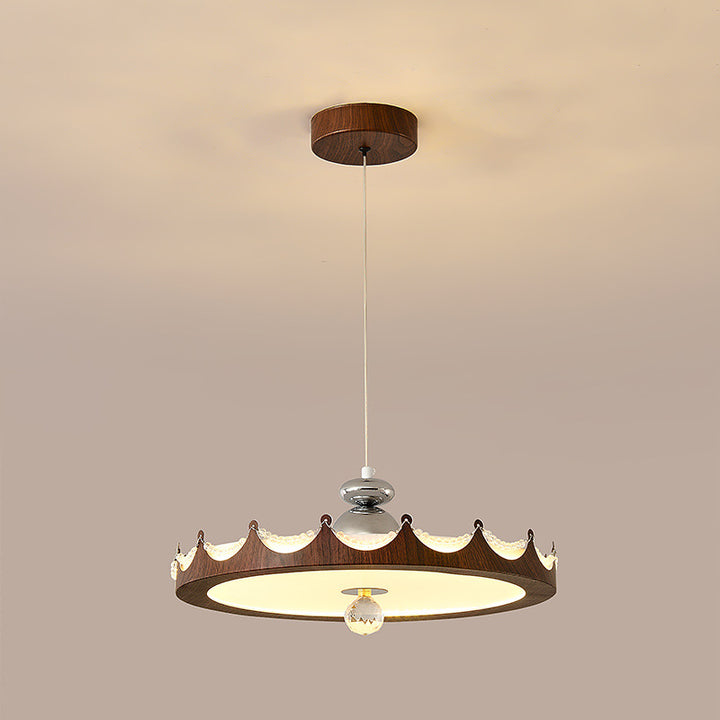 Traditionelle französische Eisen-Faux-Holzmaserung-Acryl-Kronenleuchte LED Pendelleuchte für Wohnzimmer 