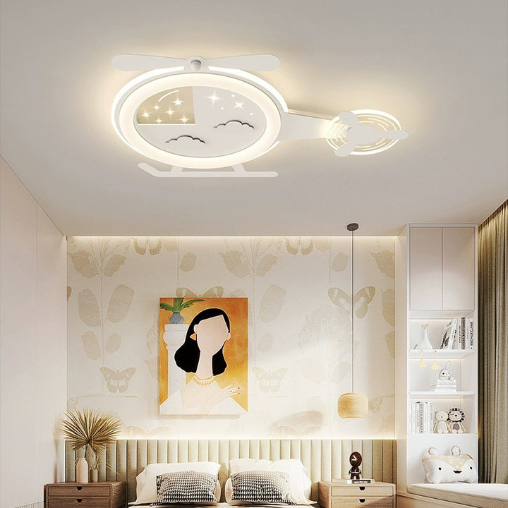 Lustre de plafond LED en acrylique et fer en forme d'hélicoptère créatif contemporain pour enfants, pour le salon 