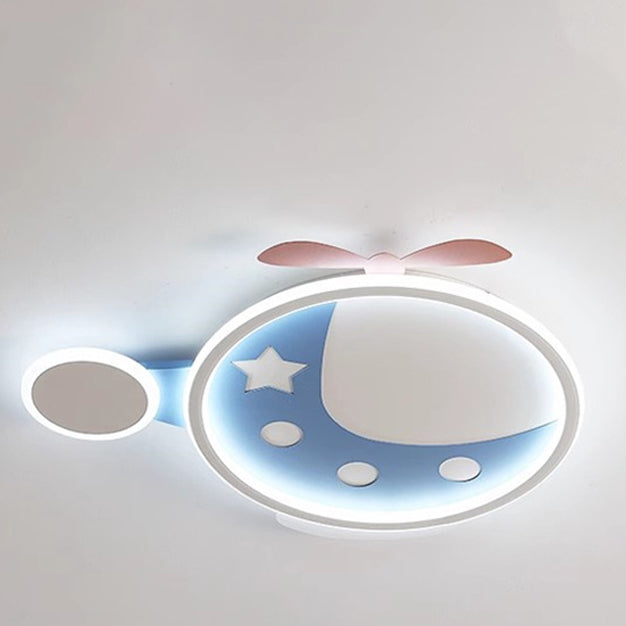 Contemporary Creative Cartoon Helicopter Iron Acrylic LED Flush Mount Ceiling Light Kid&