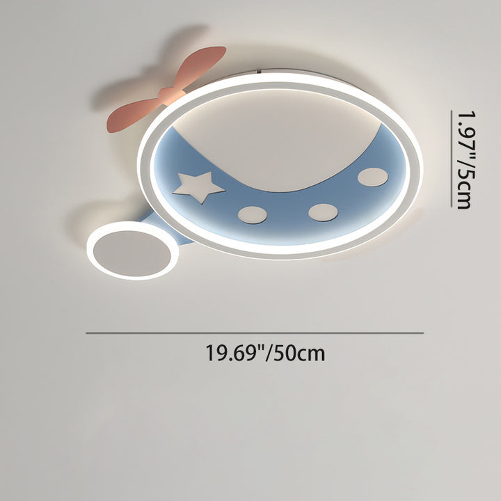 Contemporary Creative Cartoon Helicopter Iron Acrylic LED Flush Mount Ceiling Light Kid&