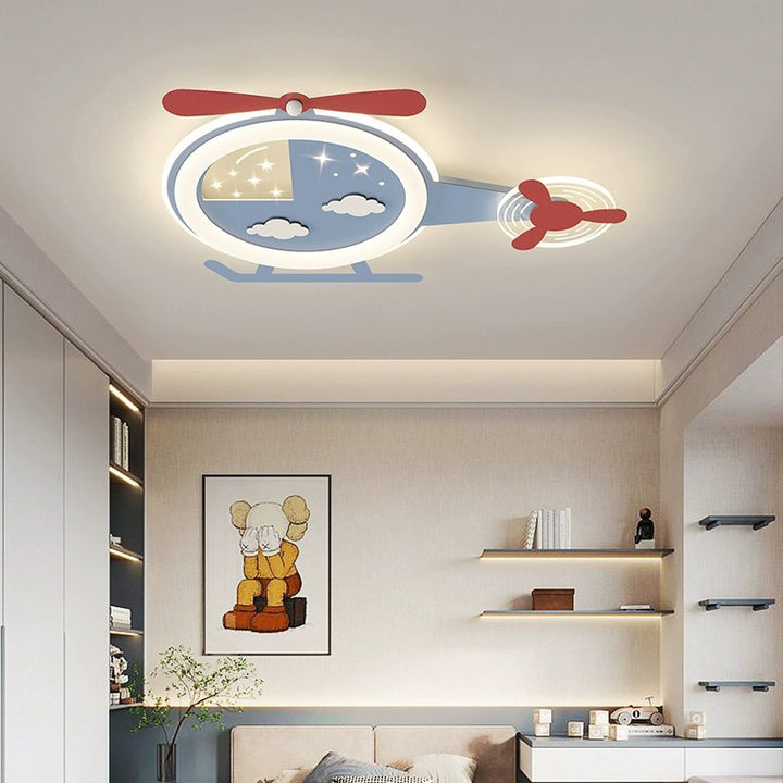 Lustre de plafond LED en acrylique et fer en forme d'hélicoptère créatif contemporain pour enfants, pour le salon 