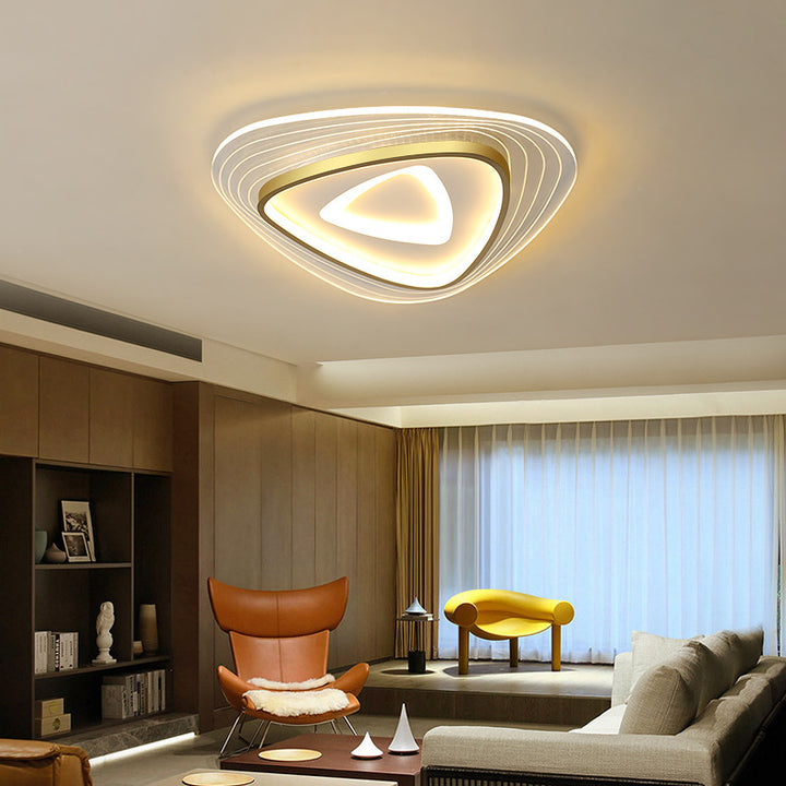 Zeitgenössische Luxus-Mango-Dreieck-Acryl-LED-Deckenleuchte für das Wohnzimmer 