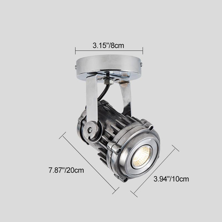 Plafonnier semi-affleurant contemporain industriel en aluminium vieilli réglable avec projecteur LED pour salon 