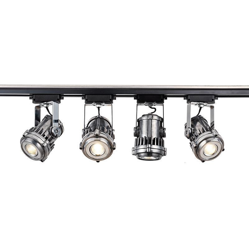 Plafonnier semi-affleurant contemporain industriel en aluminium vieilli réglable avec projecteur LED pour salon 