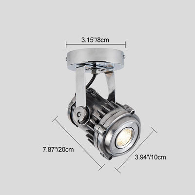 Plafonnier semi-affleurant contemporain industriel en aluminium vieilli réglable avec projecteur LED pour salon 