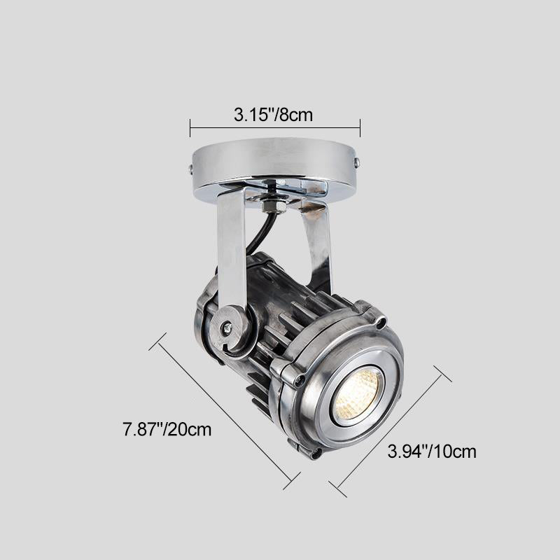 Plafonnier semi-affleurant contemporain industriel en aluminium vieilli réglable avec projecteur LED pour salon 