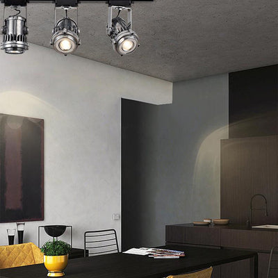 Plafonnier semi-affleurant contemporain industriel en aluminium vieilli réglable avec projecteur LED pour salon 