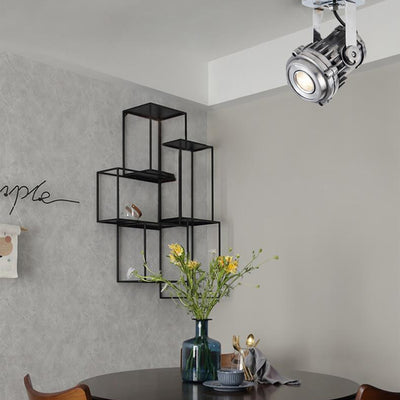 Plafonnier semi-affleurant contemporain industriel en aluminium vieilli réglable avec projecteur LED pour salon 