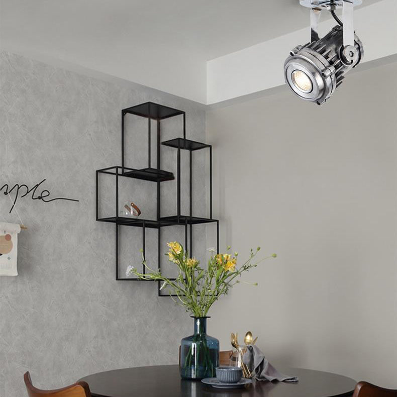 Plafonnier semi-affleurant contemporain industriel en aluminium vieilli réglable avec projecteur LED pour salon 
