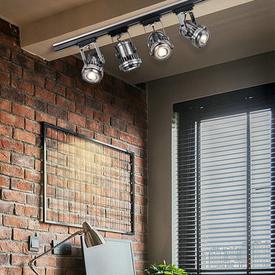 Plafonnier semi-affleurant contemporain industriel en aluminium vieilli réglable avec projecteur LED pour salon 