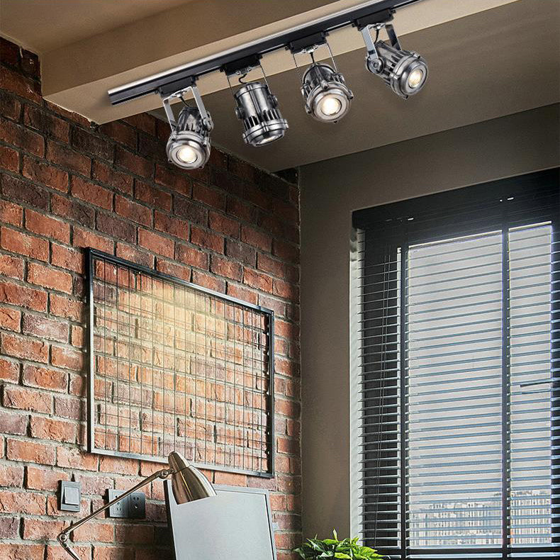Plafonnier semi-affleurant contemporain industriel en aluminium vieilli réglable avec projecteur LED pour salon 