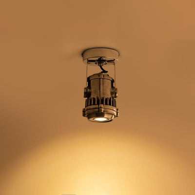 Plafonnier semi-affleurant contemporain industriel en aluminium vieilli réglable avec projecteur LED pour salon 