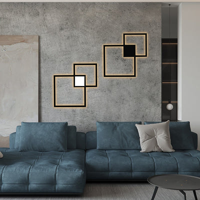 Lámpara de pared LED de acrílico con tira de hierro geométrica de simplicidad contemporánea para dormitorio 