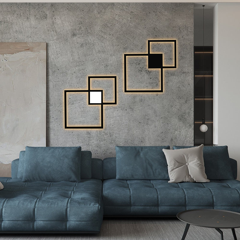 Lámpara de pared LED de acrílico con tira de hierro geométrica de simplicidad contemporánea para dormitorio 