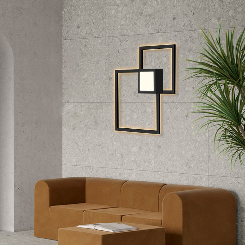 Lámpara de pared LED de acrílico con tira de hierro geométrica de simplicidad contemporánea para dormitorio 
