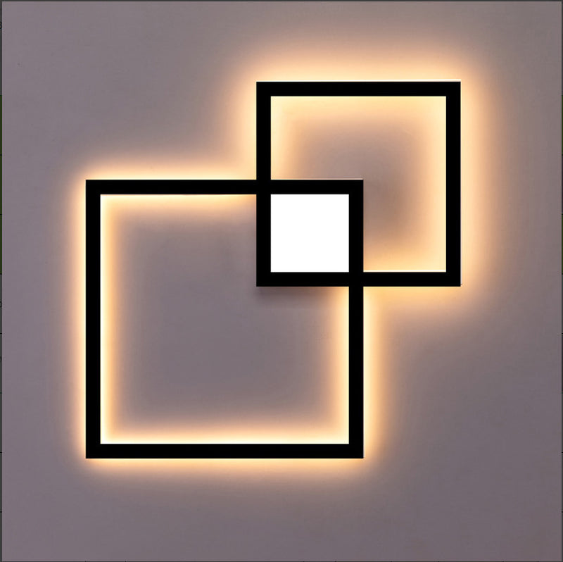 Lámpara de pared LED de acrílico con tira de hierro geométrica de simplicidad contemporánea para dormitorio 