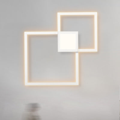 Lámpara de pared LED de acrílico con tira de hierro geométrica de simplicidad contemporánea para dormitorio 