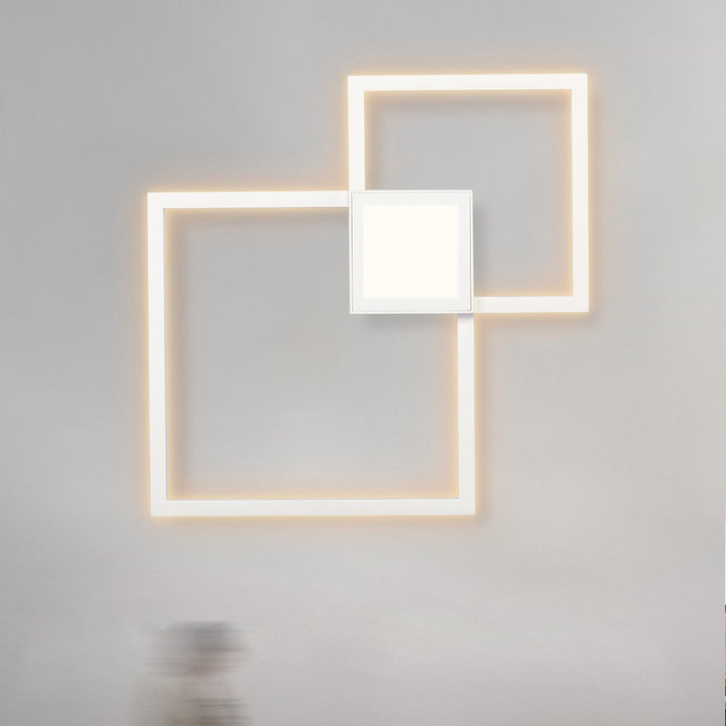 Lámpara de pared LED de acrílico con tira de hierro geométrica de simplicidad contemporánea para dormitorio 