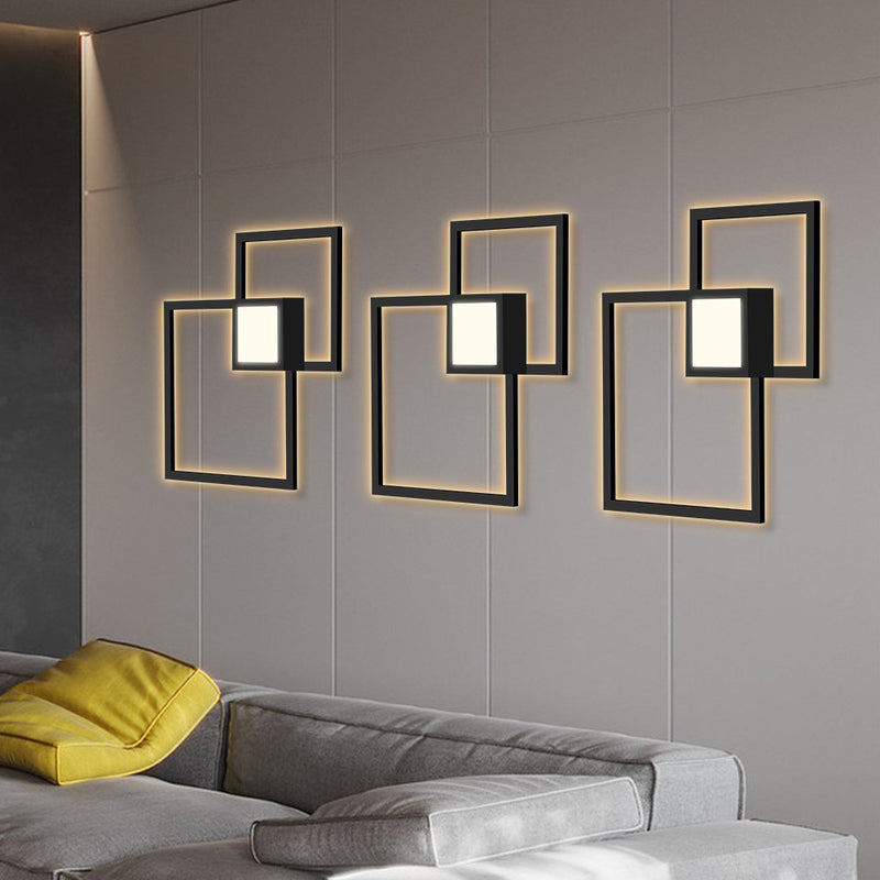 Lámpara de pared LED de acrílico con tira de hierro geométrica de simplicidad contemporánea para dormitorio 