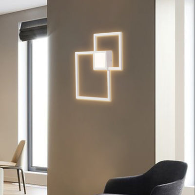 Lámpara de pared LED de acrílico con tira de hierro geométrica de simplicidad contemporánea para dormitorio 