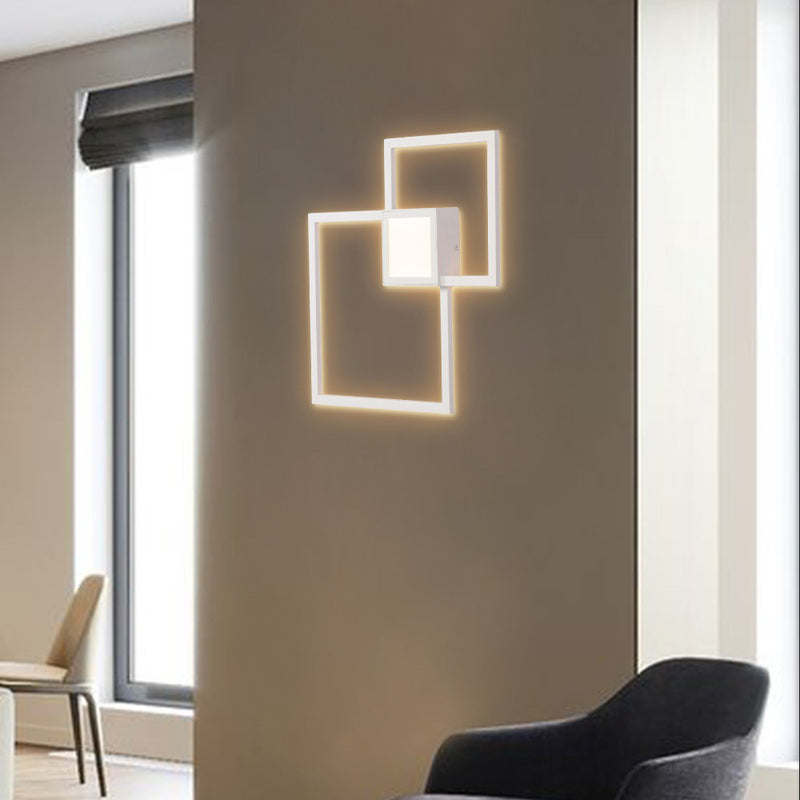 Lámpara de pared LED de acrílico con tira de hierro geométrica de simplicidad contemporánea para dormitorio 