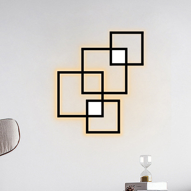 Lámpara de pared LED de acrílico con tira de hierro geométrica de simplicidad contemporánea para dormitorio 