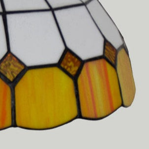 Traditional Tiffany Stained Glass Dome Shade 1-Light Semi-Flush Mount Ceiling Light For Living Room