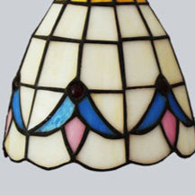 Traditionelles Tiffany-Magnolienblumenmuster-Glaslampenschirm 1-Licht-Deckenleuchte für Wohnzimmer 