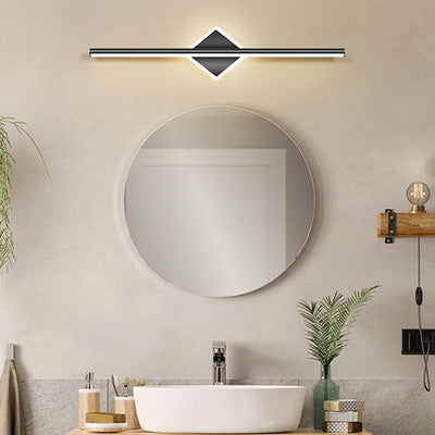 Lámpara de pared frontal de espejo LED de tira larga geométrica de hierro y aluminio de simplicidad contemporánea para dormitorio 