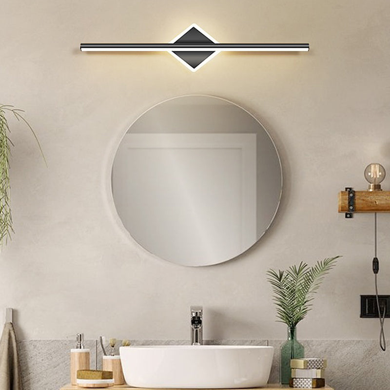 Lámpara de pared frontal de espejo LED de tira larga geométrica de hierro y aluminio de simplicidad contemporánea para dormitorio 