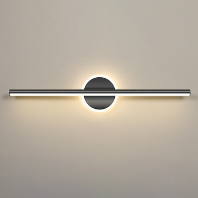 Lámpara de pared frontal de espejo LED de tira larga geométrica de hierro y aluminio de simplicidad contemporánea para dormitorio 
