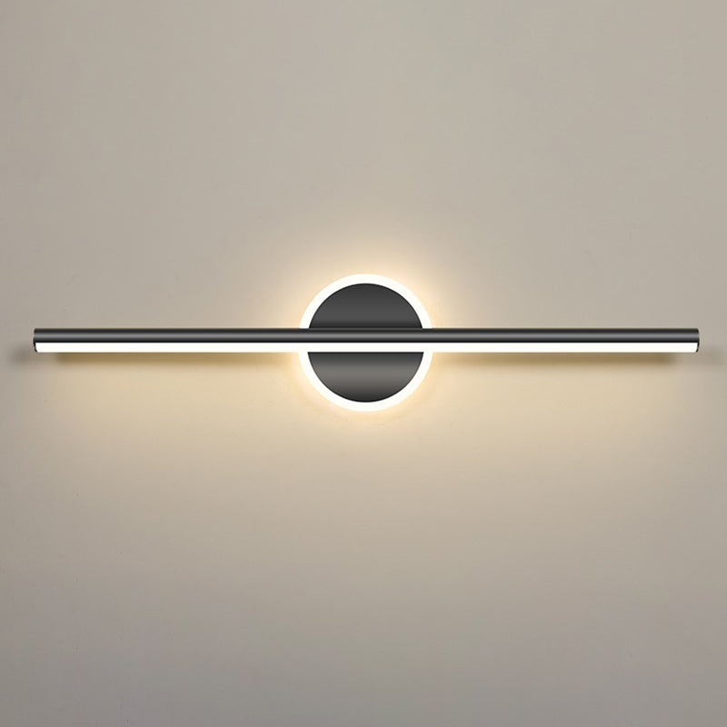 Lámpara de pared frontal de espejo LED de tira larga geométrica de hierro y aluminio de simplicidad contemporánea para dormitorio 
