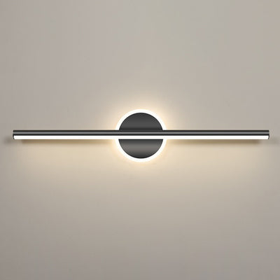 Lámpara de pared frontal de espejo LED de tira larga geométrica de hierro y aluminio de simplicidad contemporánea para dormitorio 