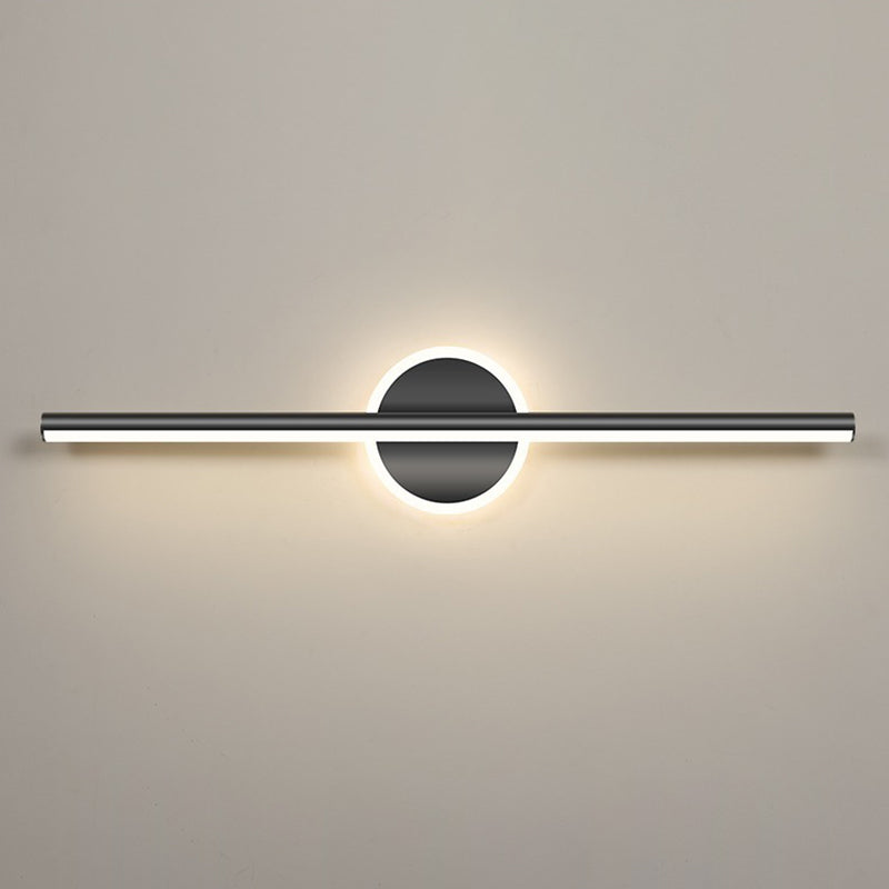 Lámpara de pared frontal de espejo LED de tira larga geométrica de hierro y aluminio de simplicidad contemporánea para dormitorio 