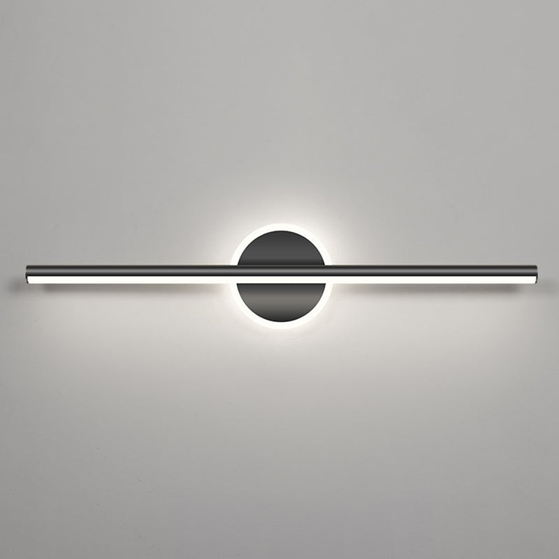 Lámpara de pared frontal de espejo LED de tira larga geométrica de hierro y aluminio de simplicidad contemporánea para dormitorio 