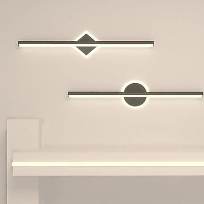 Lámpara de pared frontal de espejo LED de tira larga geométrica de hierro y aluminio de simplicidad contemporánea para dormitorio 