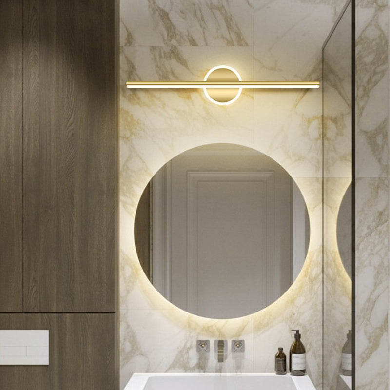 Lámpara de pared frontal de espejo LED de tira larga geométrica de hierro y aluminio de simplicidad contemporánea para dormitorio 