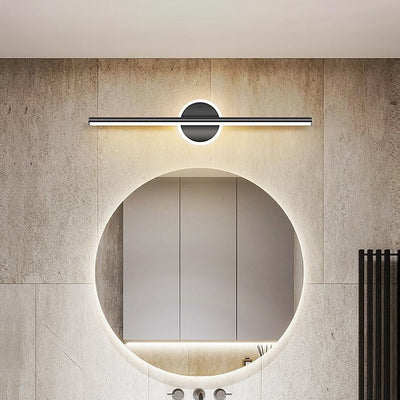 Lámpara de pared frontal de espejo LED de tira larga geométrica de hierro y aluminio de simplicidad contemporánea para dormitorio 