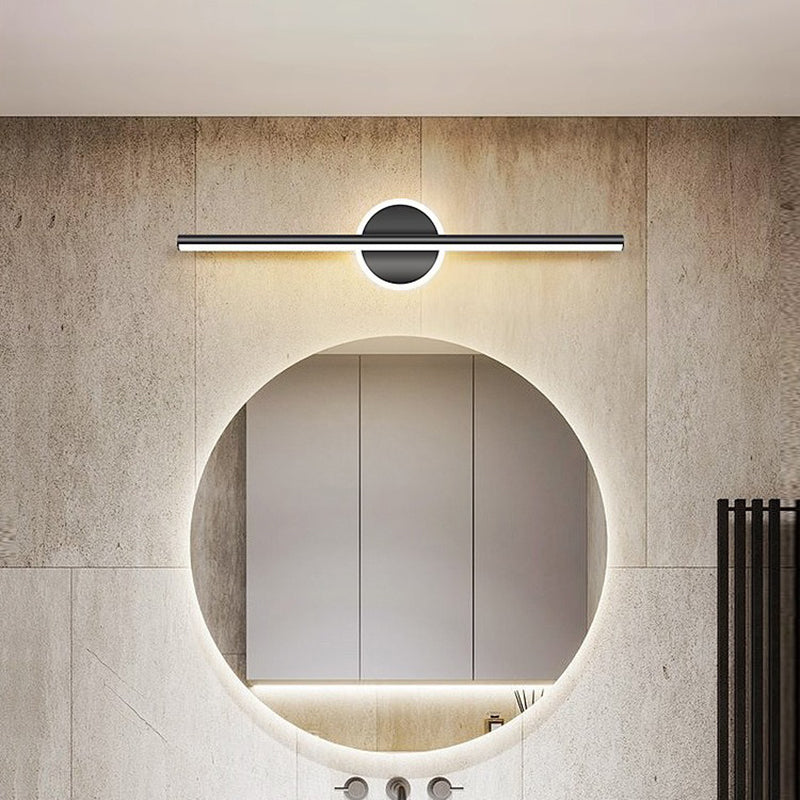 Lámpara de pared frontal de espejo LED de tira larga geométrica de hierro y aluminio de simplicidad contemporánea para dormitorio 