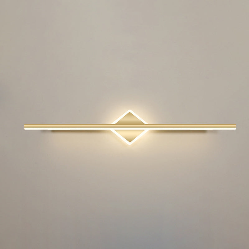 Lámpara de pared frontal de espejo LED de tira larga geométrica de hierro y aluminio de simplicidad contemporánea para dormitorio 