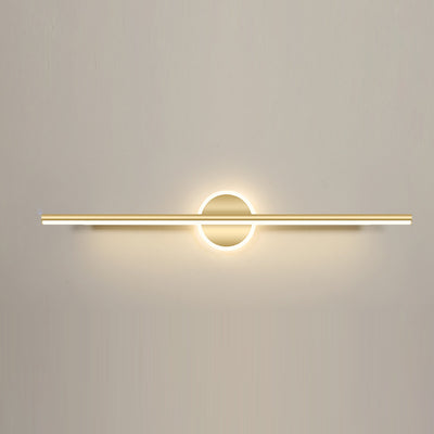 Lámpara de pared frontal de espejo LED de tira larga geométrica de hierro y aluminio de simplicidad contemporánea para dormitorio 