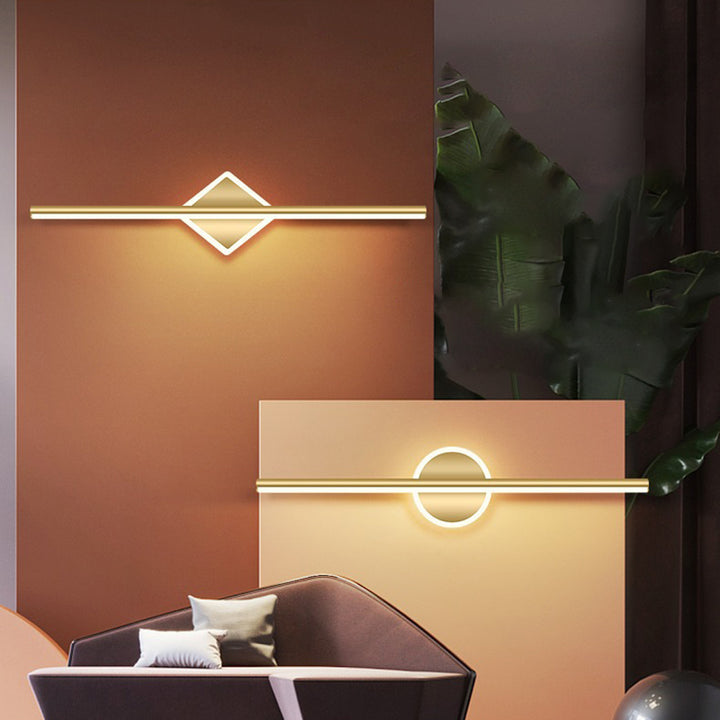 Contemporary Simplicity Geometric Long Strip Iron Aluminum LED Mirror Front Wall Sconce Lamp For Bedroom