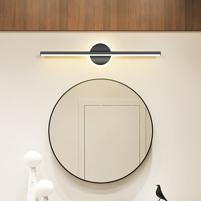 Lámpara de pared frontal de espejo LED de tira larga geométrica de hierro y aluminio de simplicidad contemporánea para dormitorio 