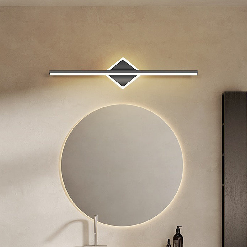 Lámpara de pared frontal de espejo LED de tira larga geométrica de hierro y aluminio de simplicidad contemporánea para dormitorio 